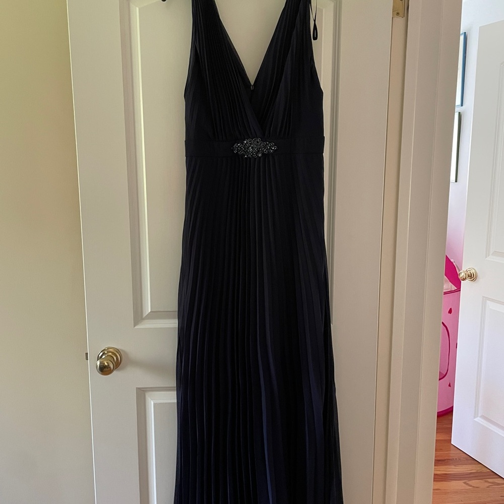 Xscape Black V-Neck Pleated Prom Dress